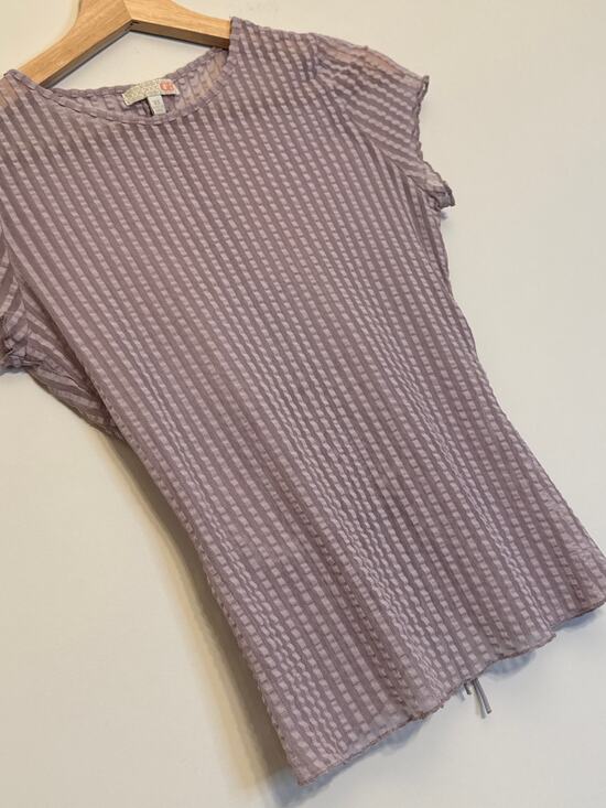 GB Tops - GB Sheer Textured Top Womens XS Purple Ruched Back Cap Sleeve